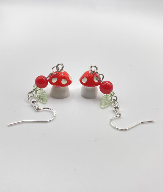 Mushroom  & Apple Earrings