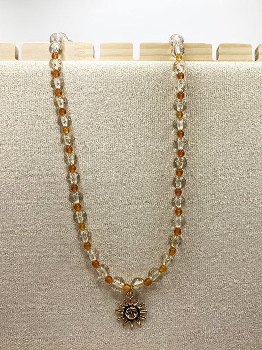 Sun Charm Necklace - Clear