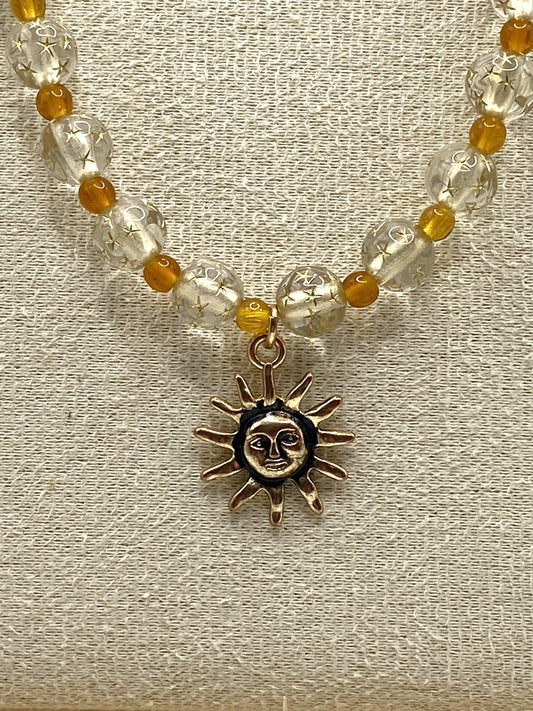 Sun Charm Necklace - Clear