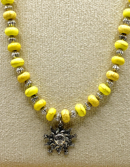 Yellow Retro Sun Necklace