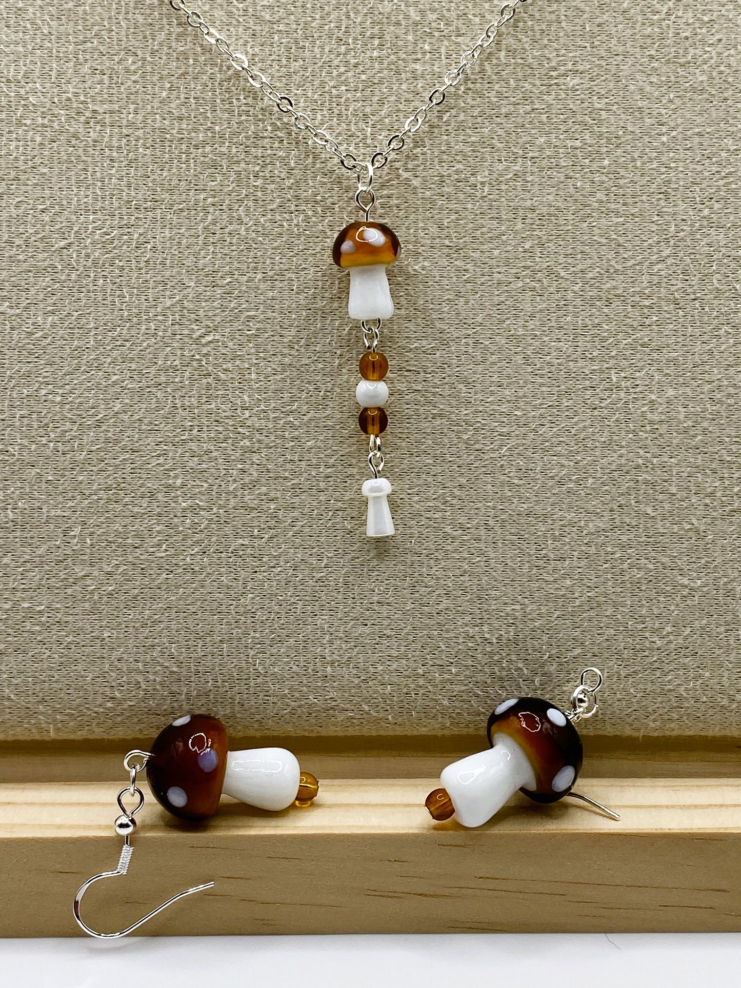Brown Mushroom Jewelry Set - Style 1
