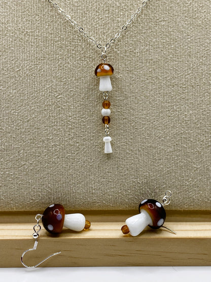 Brown Mushroom Jewelry Set - Style 1