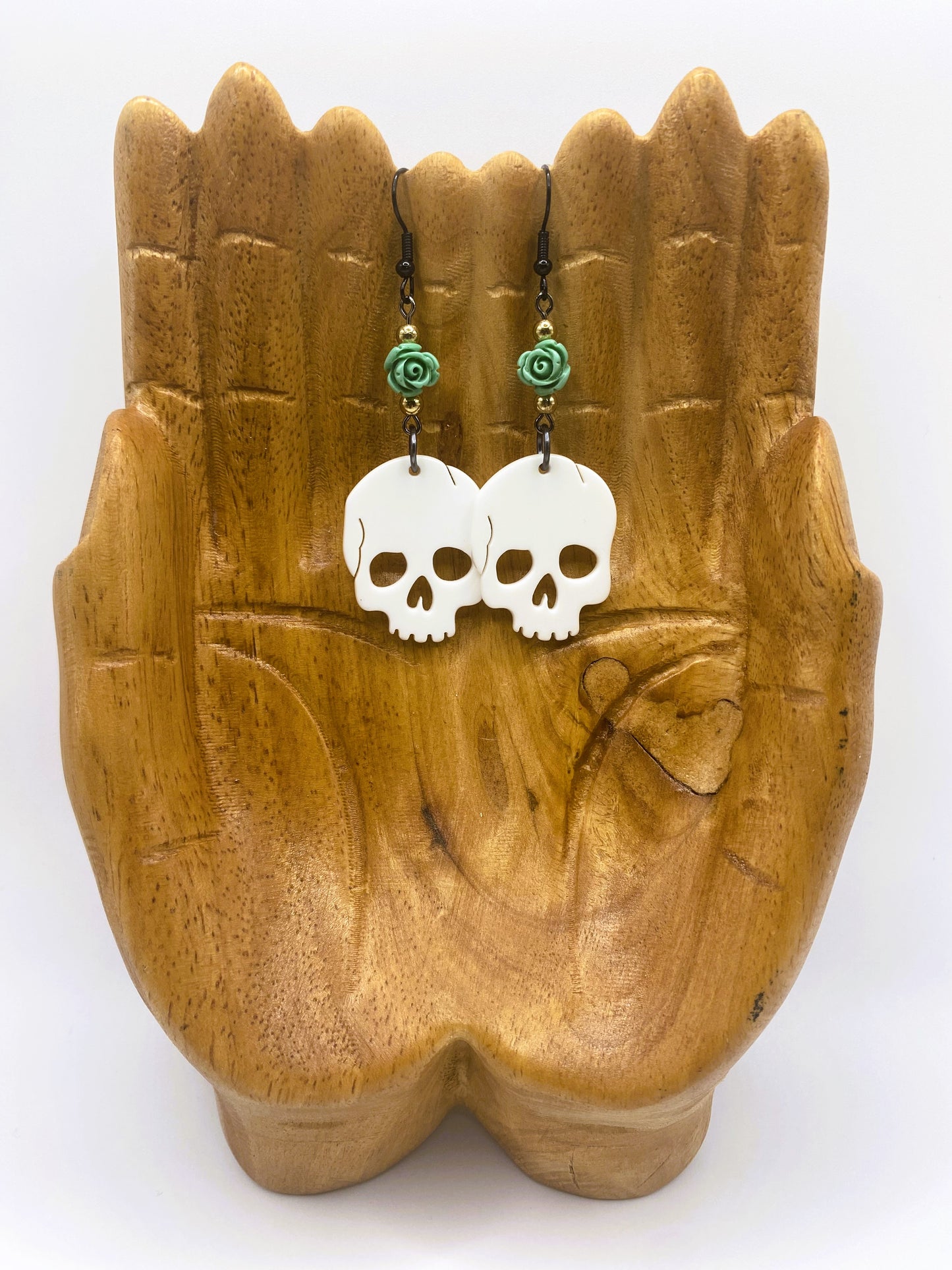 White Calavera Earrings