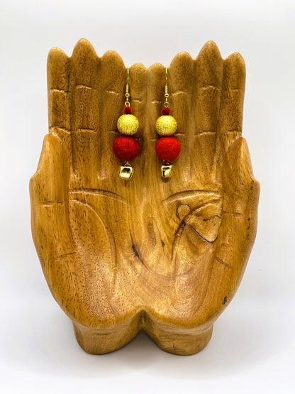 Red & Gold Christmas Earrings