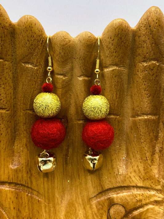 Red & Gold Christmas Earrings