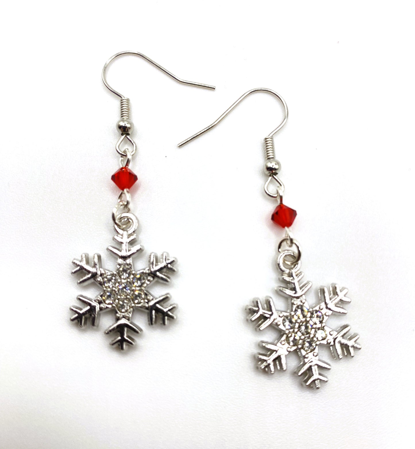 Red Crystal Snowflake Earrings