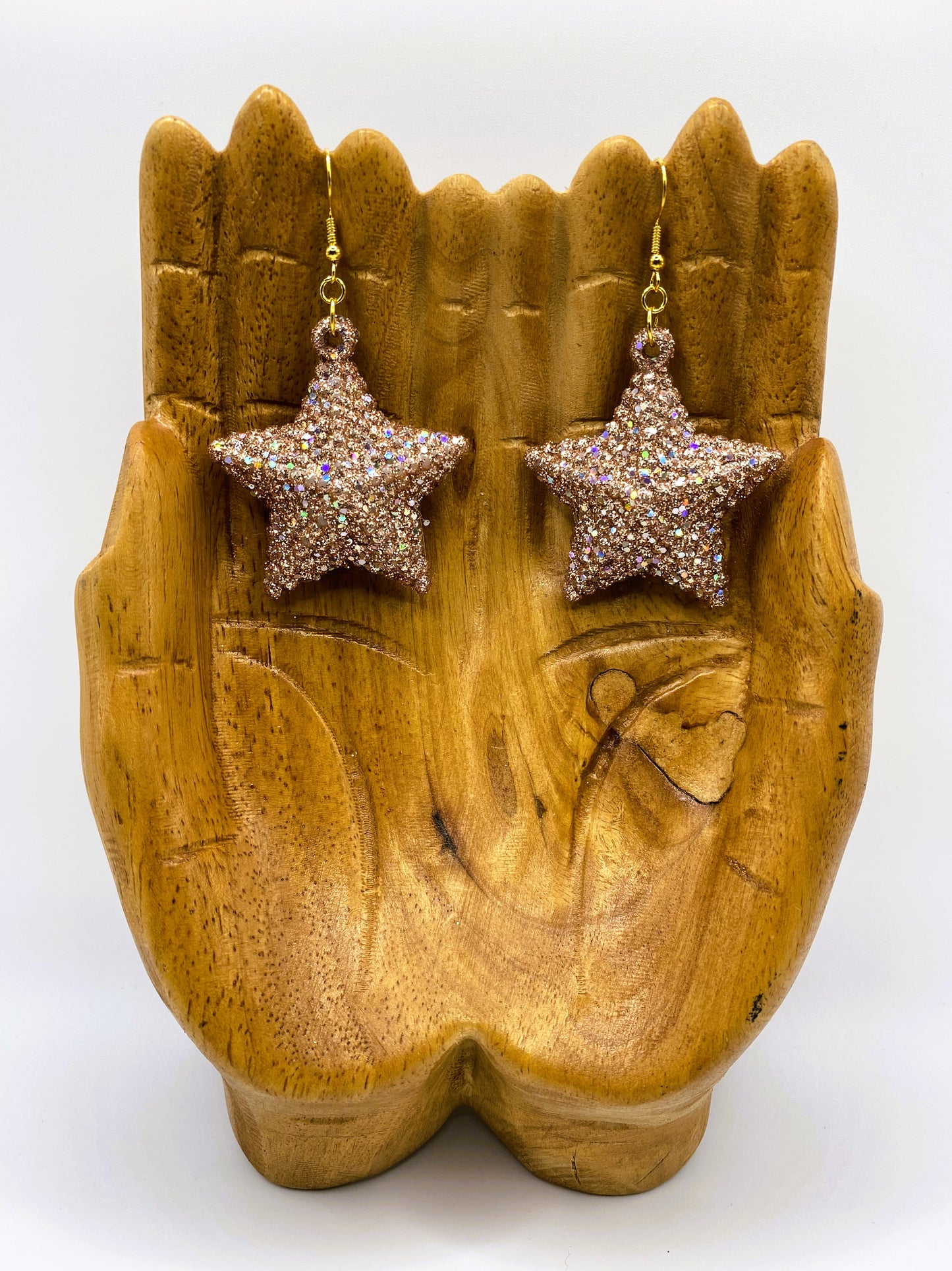 Dusty Rose Glitter Star Earrings