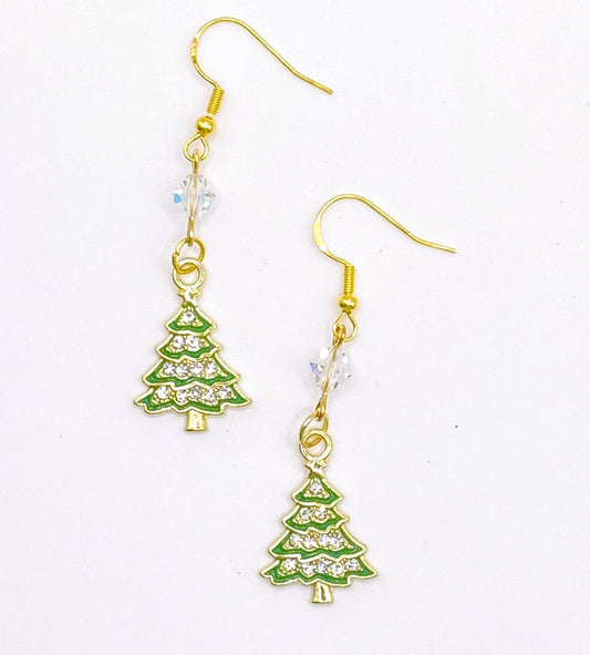 Crystal Christmas Tree Earrings