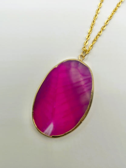 Magenta Agate Stone Necklace