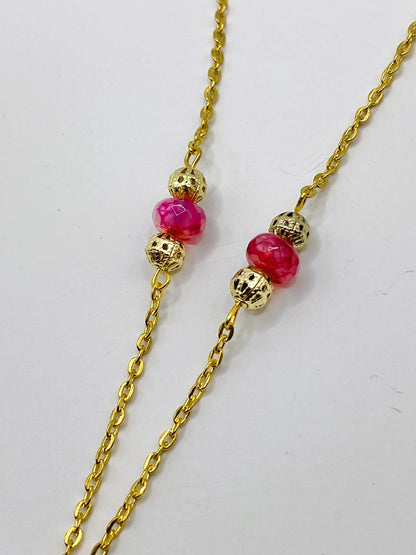 Magenta Agate Stone Necklace